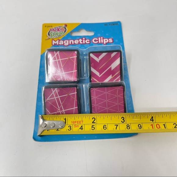 NIB! 4 Pack! Pink Striped Magnetic Clips by Back To School - Picture 5 of 6